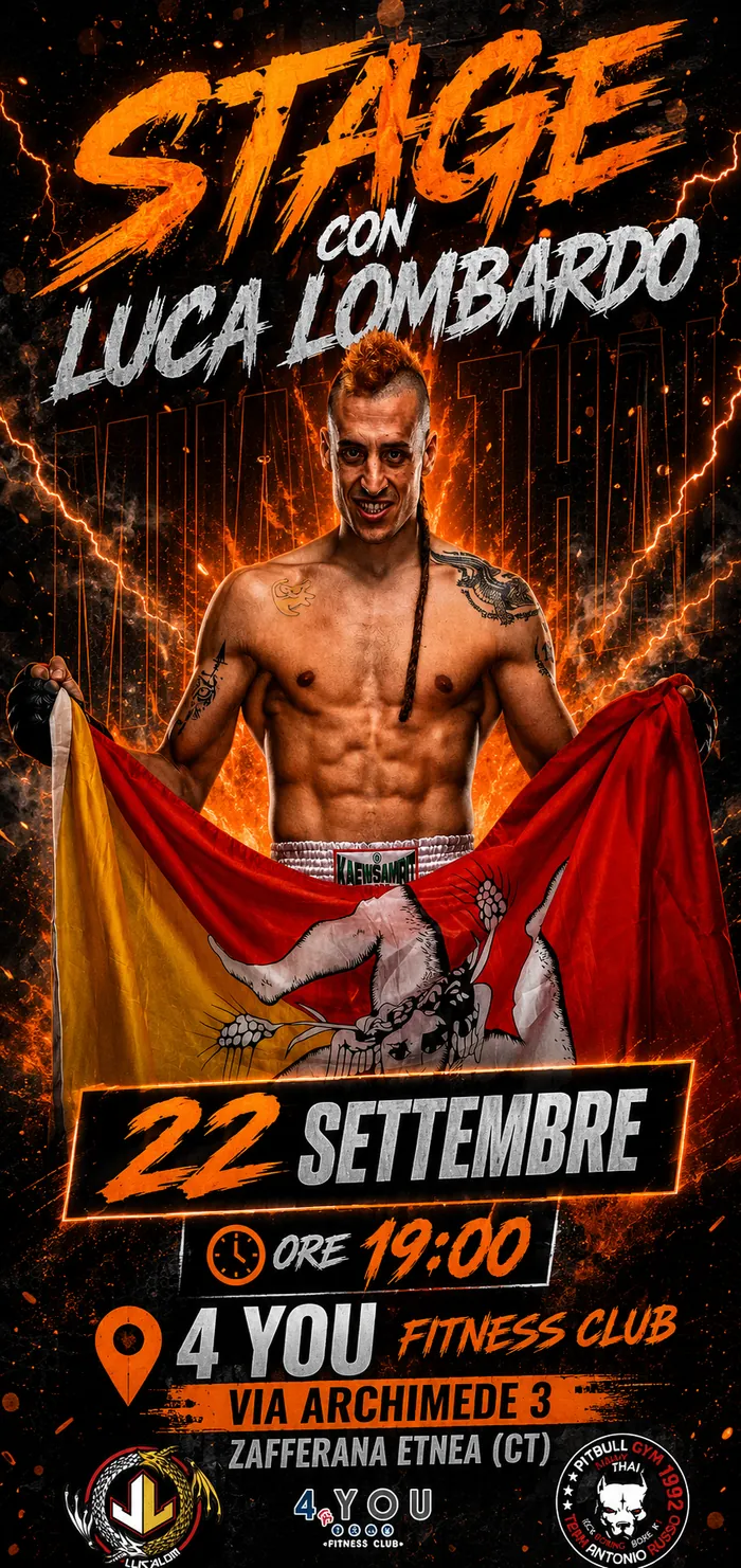 Locandina dello stage di muay thai con Luca Lombardo del 22 settembre